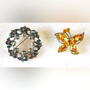 Stunning Braided Wreath & Butterfly Brooches